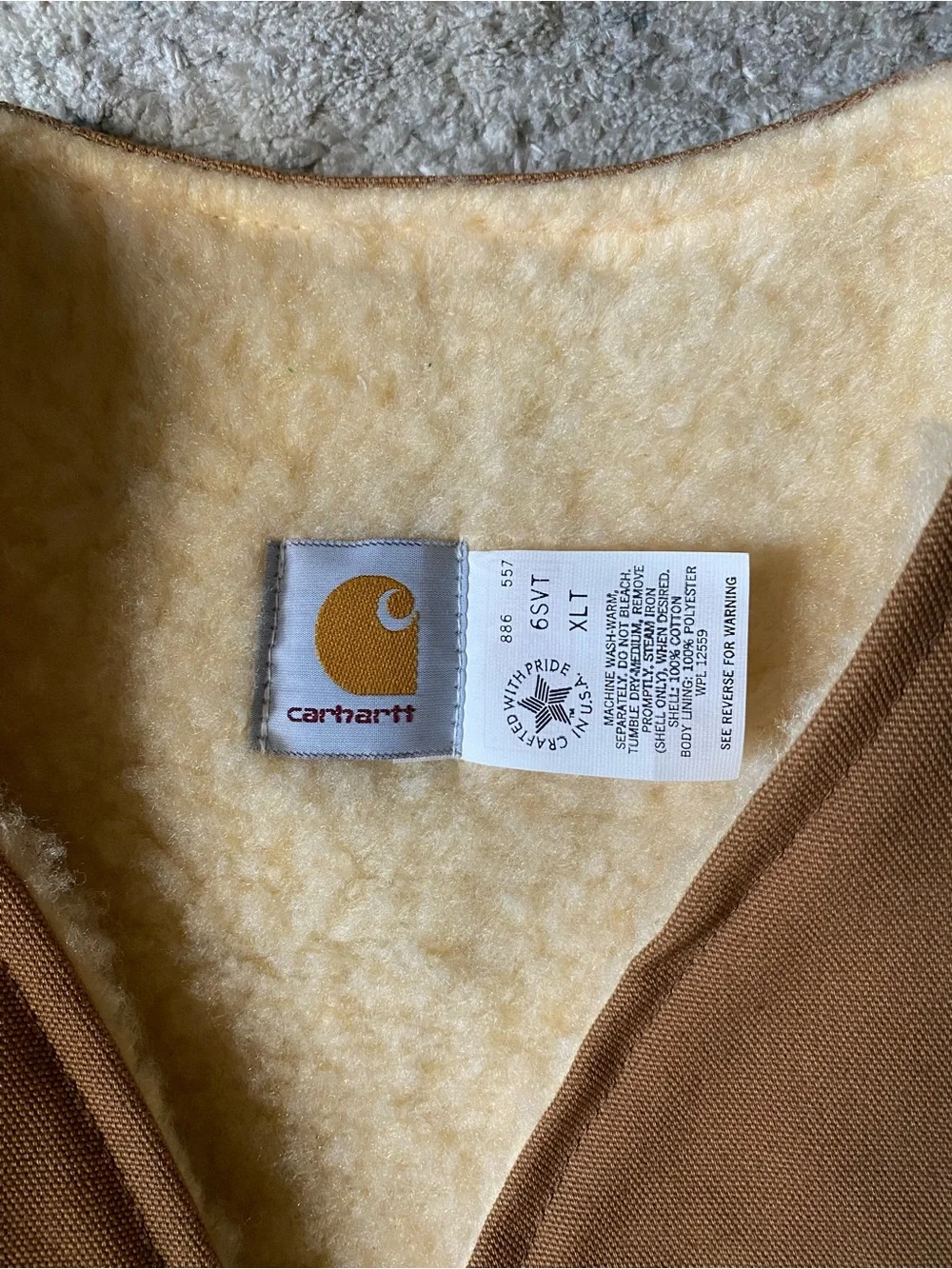 Vintage 80’s/90’s Carhartt Men’s Brown Sherpa-Lined Duck Vest